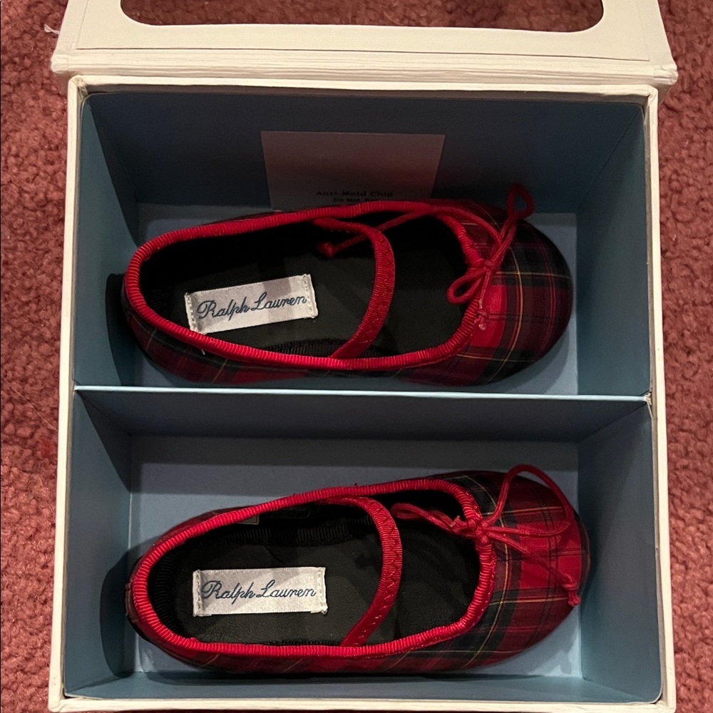 Ralph Lauren Baby Shoes in Red and Black Plaid
